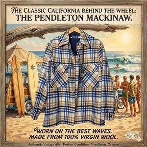 Vintage Pendleton Mackinaw Thick Wool Field Jacket Cruiser Shacket 50s 6…